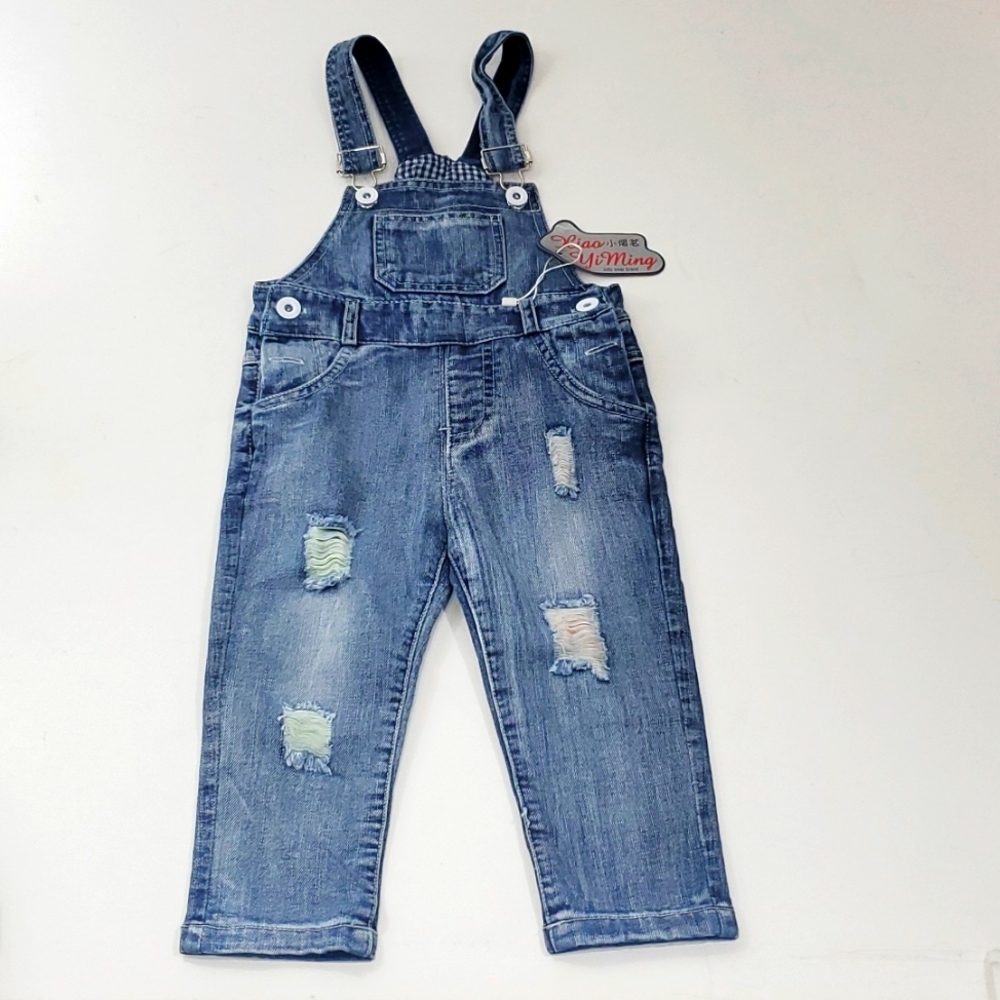 Jean overalls ripped trendy size 4